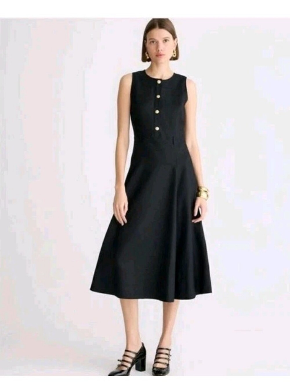 J.CREW Sleeveles Midi Dress Stretch Linen Blend Black Women's Size 6 NWT